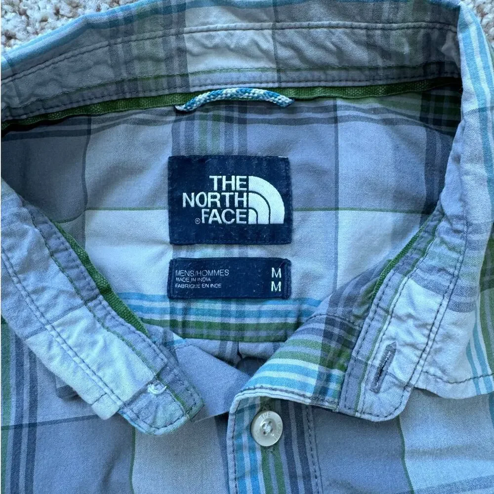 The North Face Mens shirt, size medium. Lightweight, Tan & Green Plaid Design